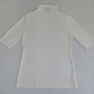 White House Black Market Women's White Mock Neck 3/4 Sleeve Top Size M Rayon